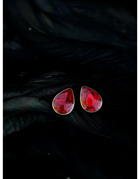 poltkõrvafrõngad punase paua shelliga