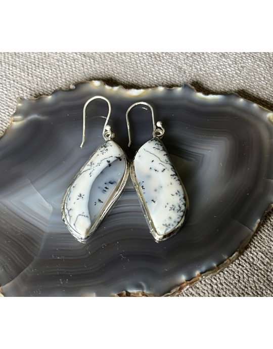 hõbedast kõrvarõngad dendriitahhaadiga