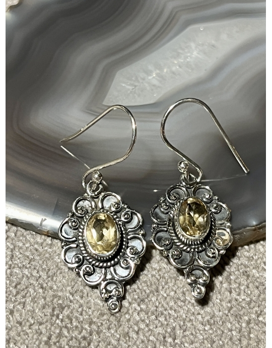 sterlinghõbedast kõrvarõngad tsitriiniga