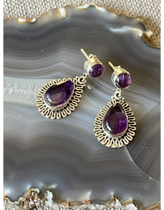 hõbedast kõrvarõngad ametüstiga